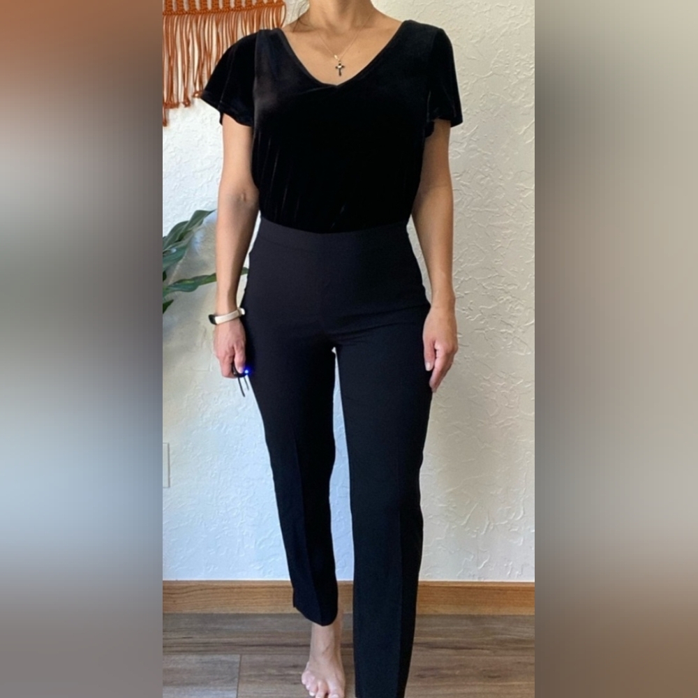 White House Black Market Black Velvet Jumpsuit Size 6